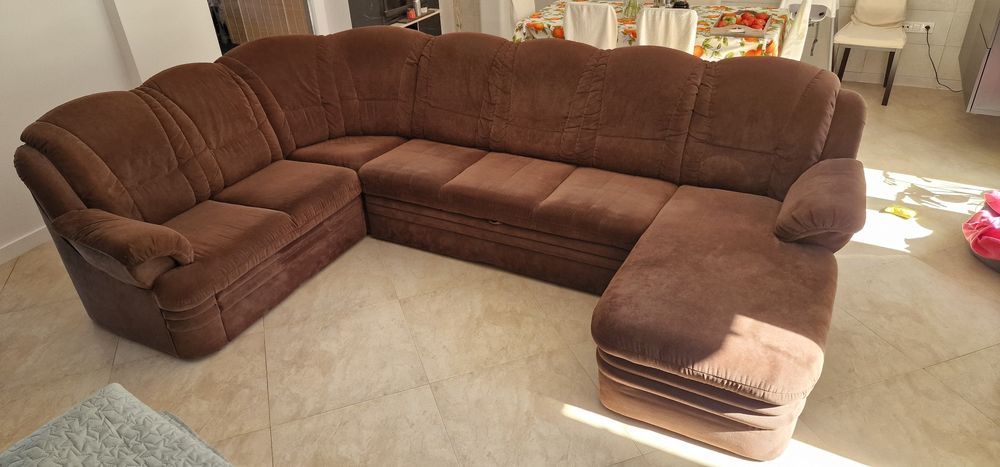 Sofa brązowa materiałową duża