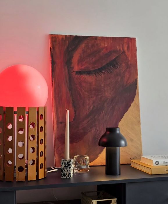 Duży obraz ręcznie malowany sygnowany twarz kobieta 50x70 cm