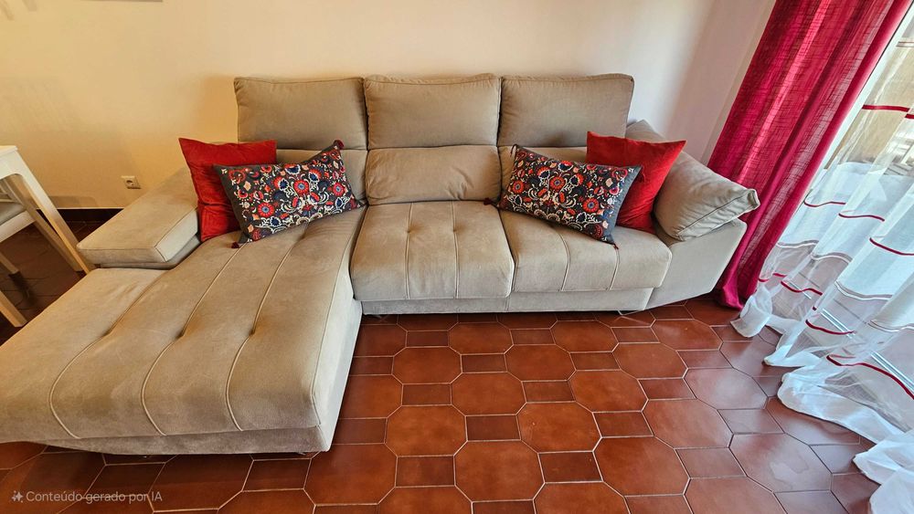 Sofá sala de estar chaise long cinzento 180x280cm