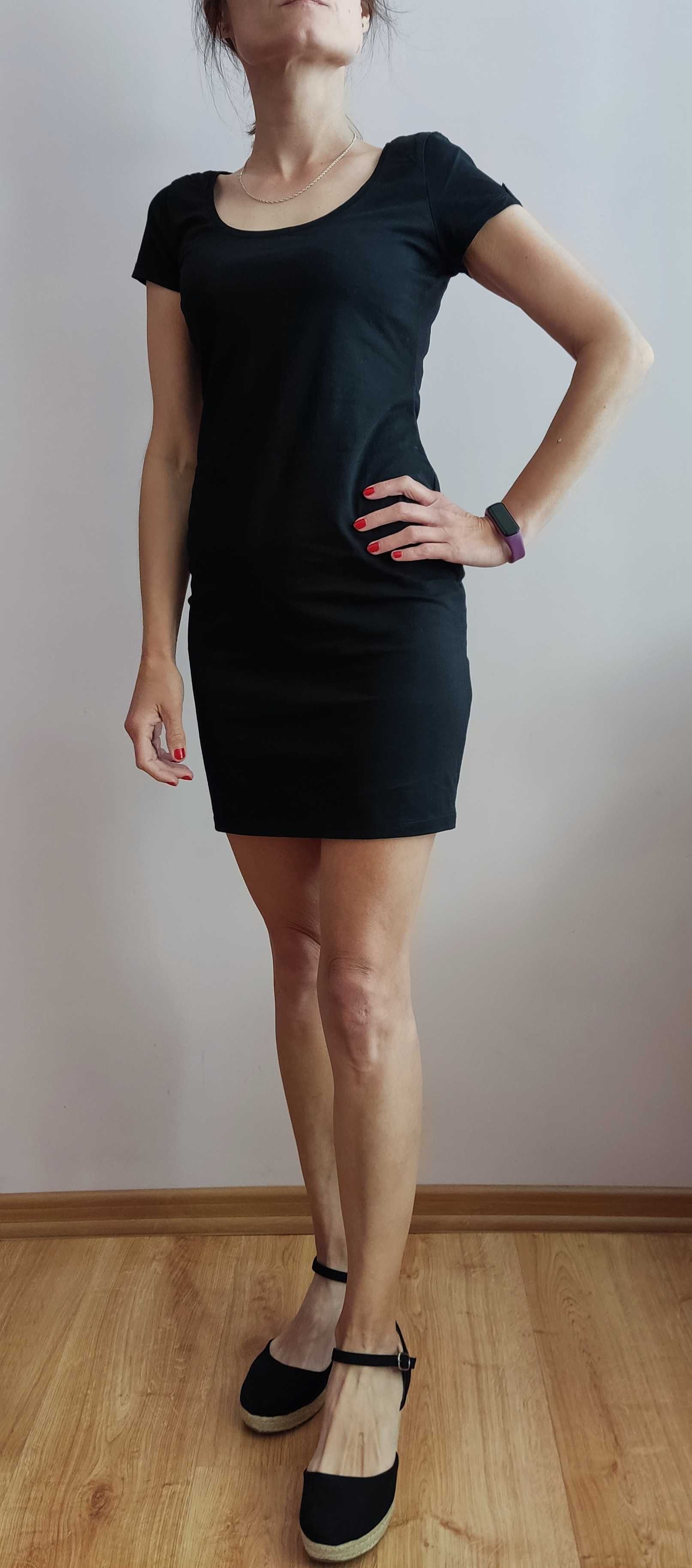 Czarna sukienka mini,, bawełniana XS/S