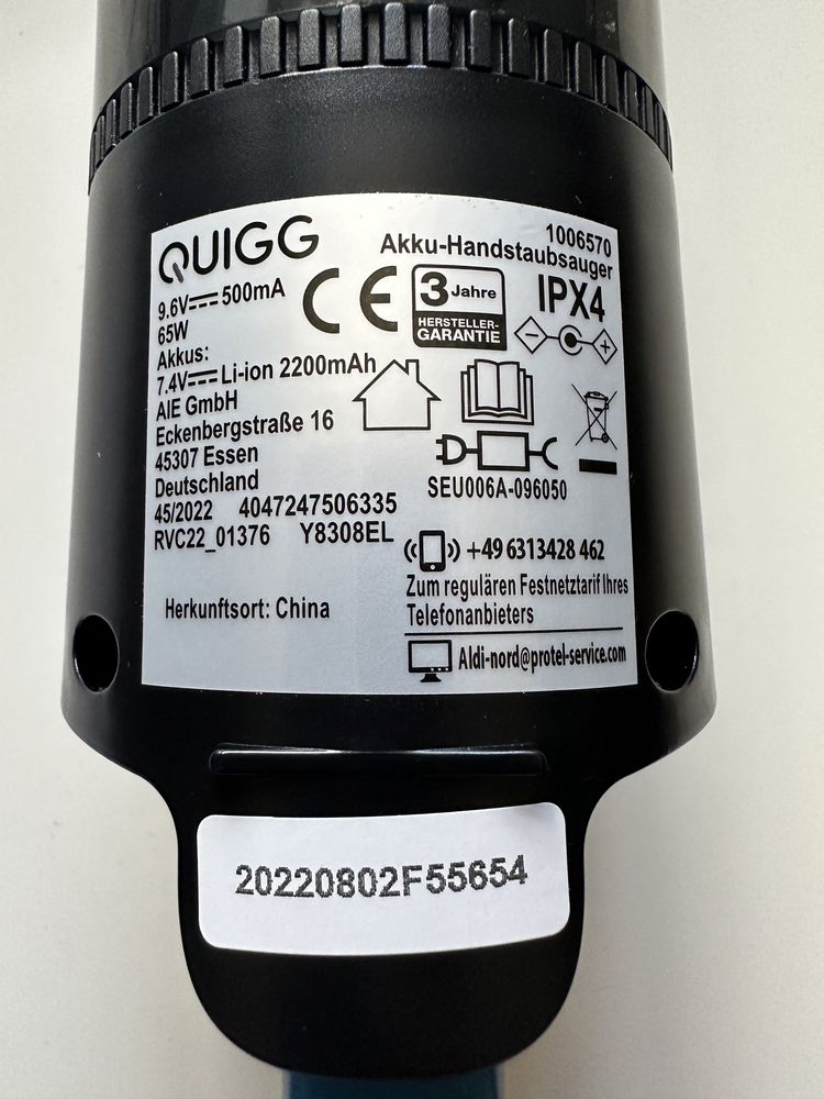 Аккумуляторный ручной, пылесос QUIGG (Германия)новый