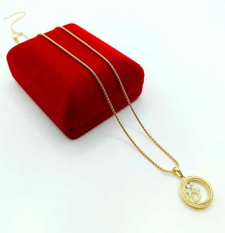 Złoty naszyjnik Tańczące diamenty 0,35ct Pr.750 W:7,70gr  Dł:50cm