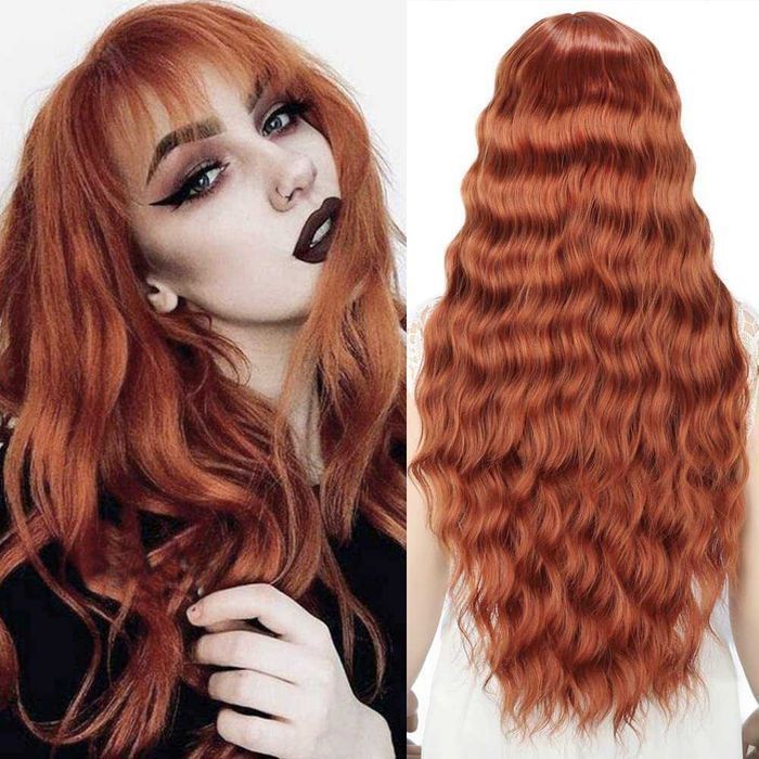 Peruca com franja 6 cores disponíveis cabelo natural longo 70 cm.