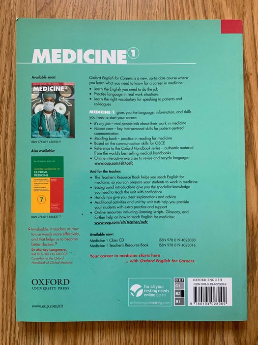 Oxford English For Careers: Medicine 1: Student'S Book