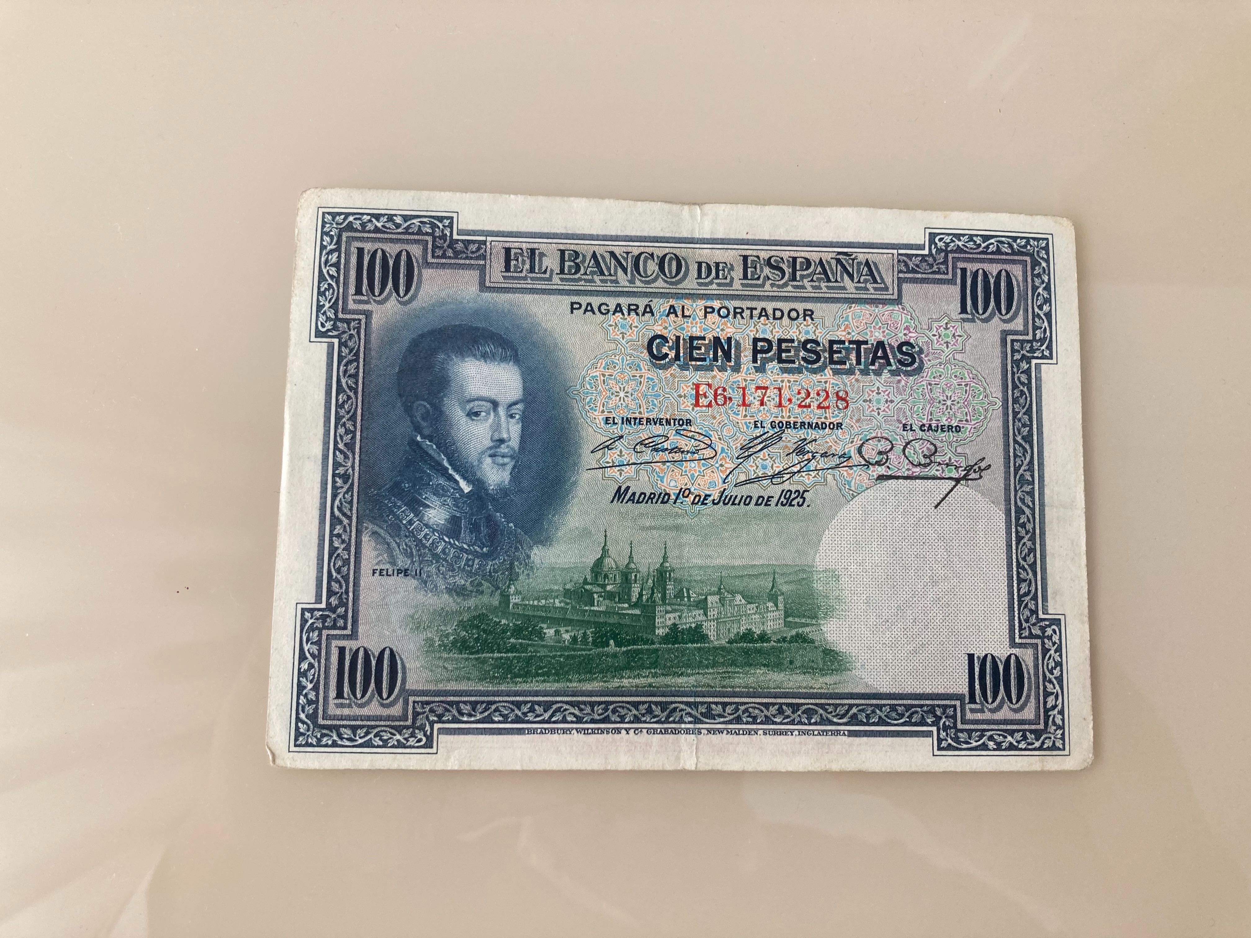 Nota de pesetas antigas