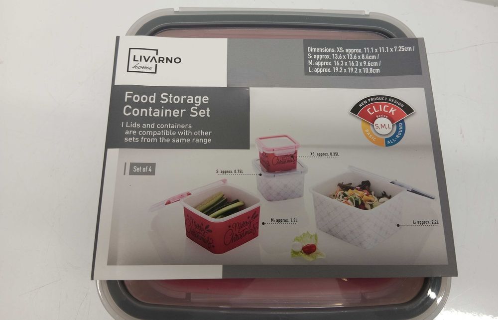 Plastikowe Pojemniki Przechowywanie Żywności 4 szt Świąteczne