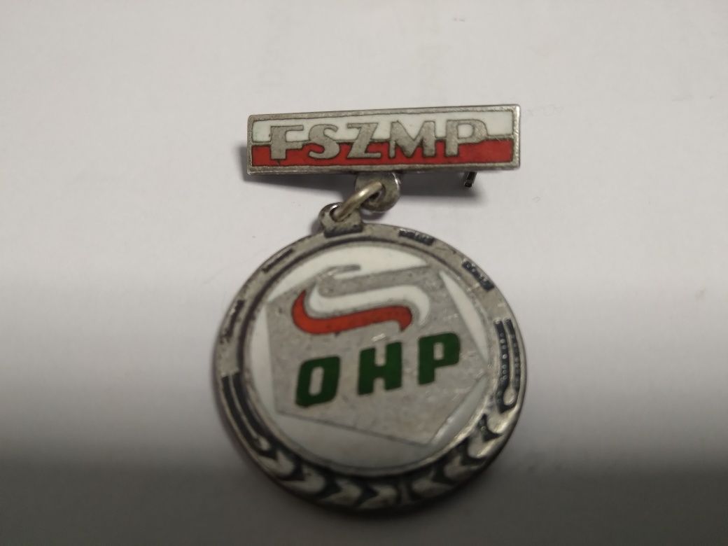 Odznaka OHP srebrna srebrzona MW Met