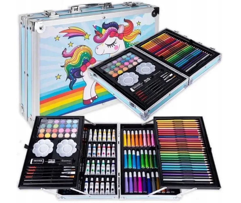 Набор для творчества 145 предметов в чемодане с карандашами