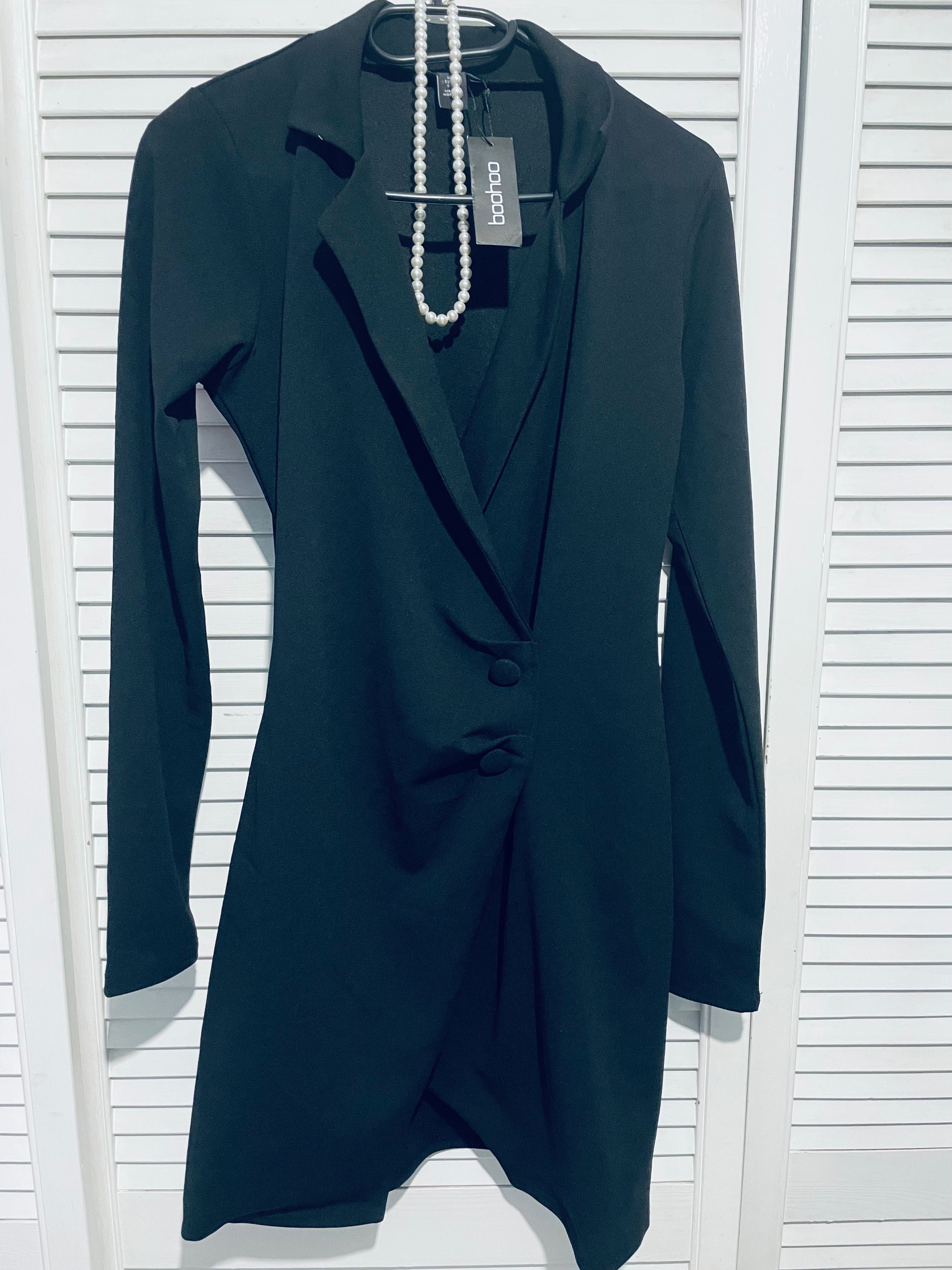 Sukienka-marynarka suknia sukienka czarna mini boohoo