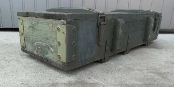 Skrzynia Drewniana Wojskowa - 47L - 95 x 39 x 24 z okuciami i klamrami