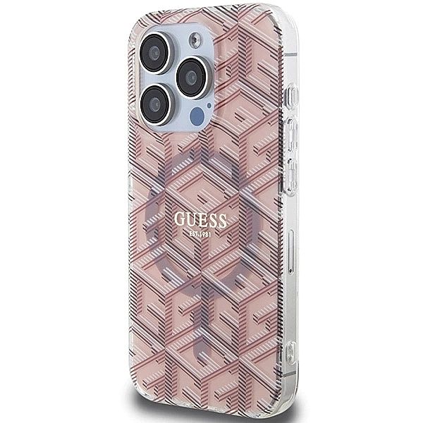 Etui Guess IML GCube MagSafe na iPhone 15 Pro Max - różowe