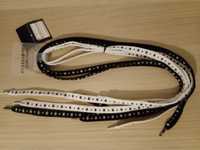2 pary młodzieżowe sznurówki biało-czarne z gwiazdami 120cm New Yorker
