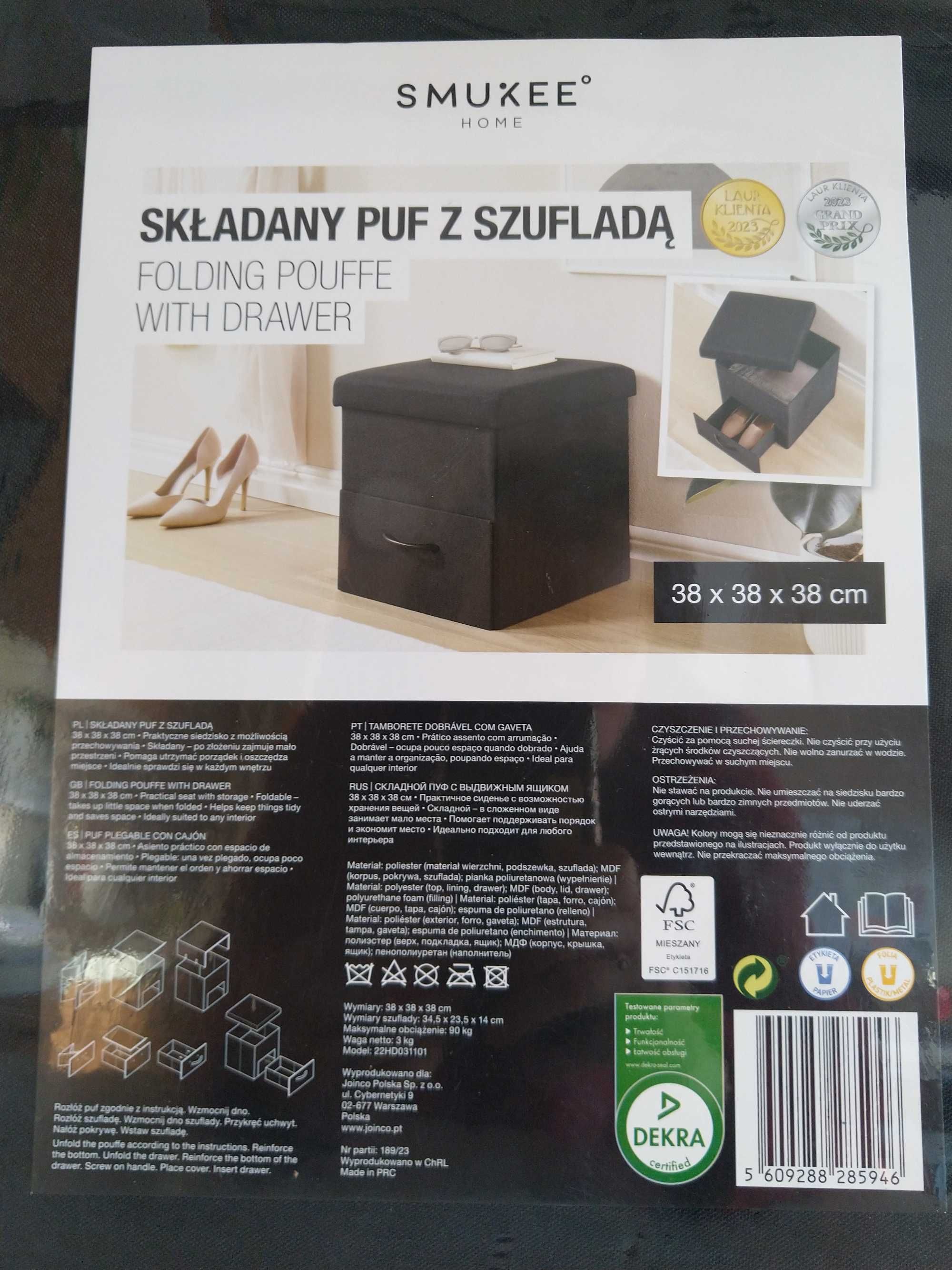 OKAZJA Składany puf ze schowkiem i szufladą siedzisko schowek Wysyłam