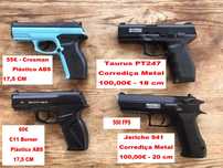 Pistolas Pressão de ar CO2 SEM blowback Borner  WC 401 - Crosman Wildcat - SwissArms PT92 e Jericho 941
