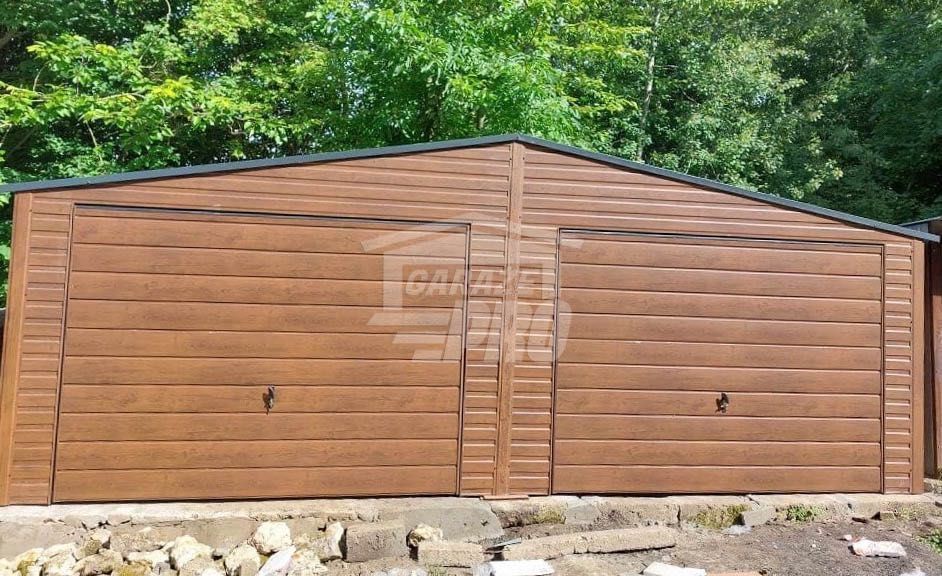 Garaż blaszany 7x5 2x Brama drewnopodobny Dach dwuspadowy GP203