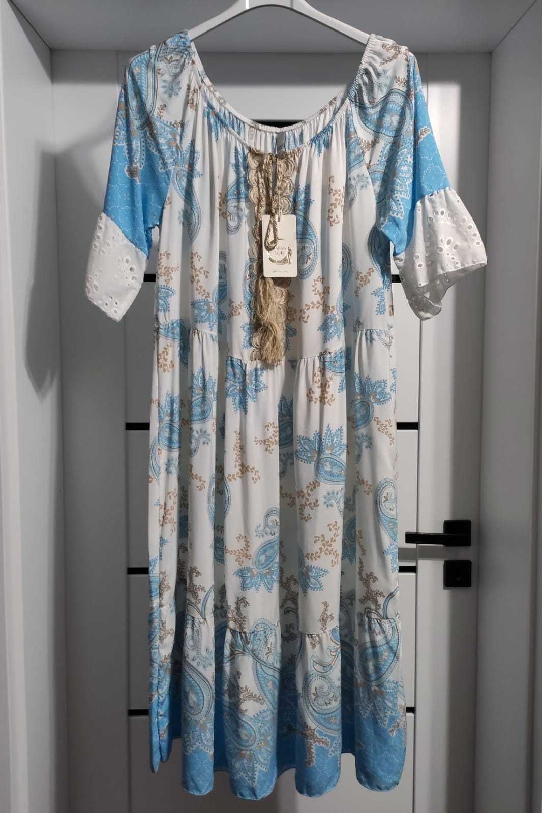 Hiszpanka boho latte przepiękna i stylowa maxi 100% wiskoza 3 kolory