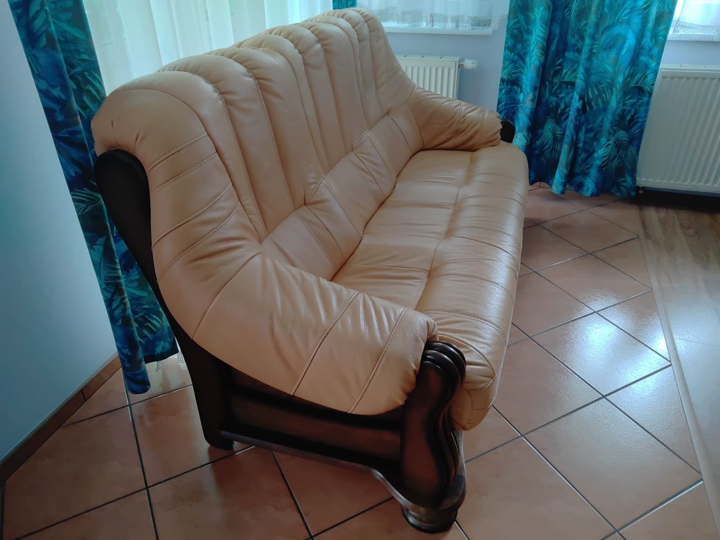 Meble używane sofa że skóry szt 2