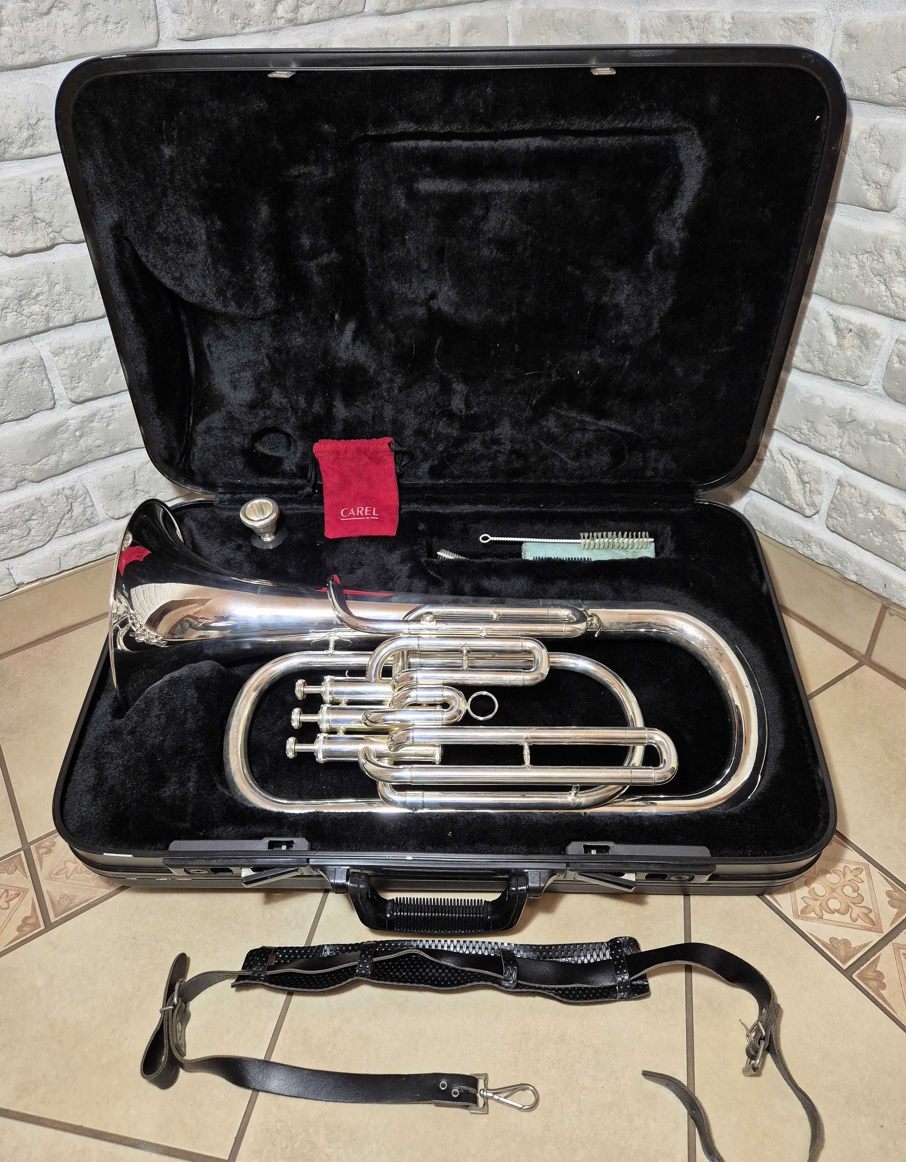 Tuba Eufonium Puzon Euphonium Dimavery srebrne instrument dęty