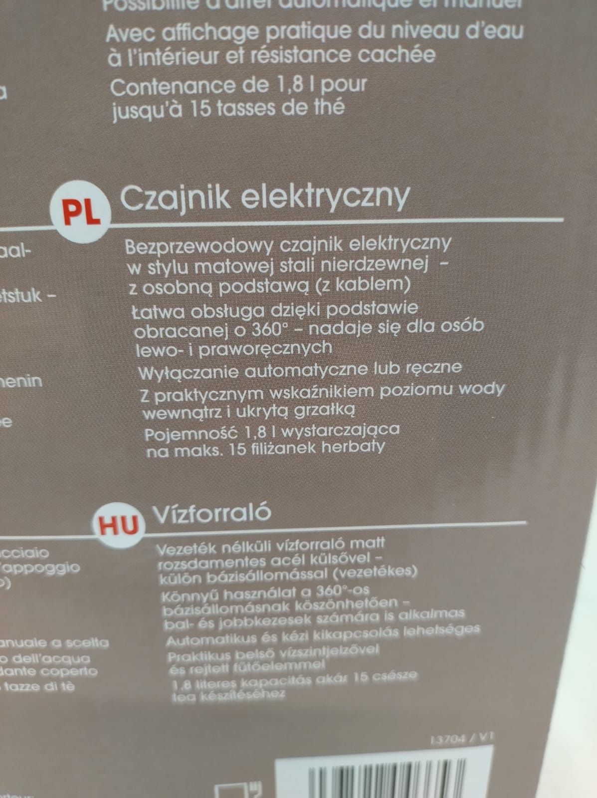 Czajniki elektryczny ze stali nierdzewnej