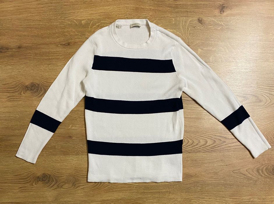 Sweter męski Selected Homme - rozmiar S, bawełna, biały, granatowy
