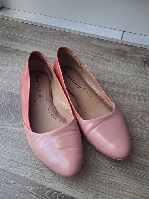 baleriny/ półbuty Mcarthur 36 pomarańczowe koralowy pudrowy róż