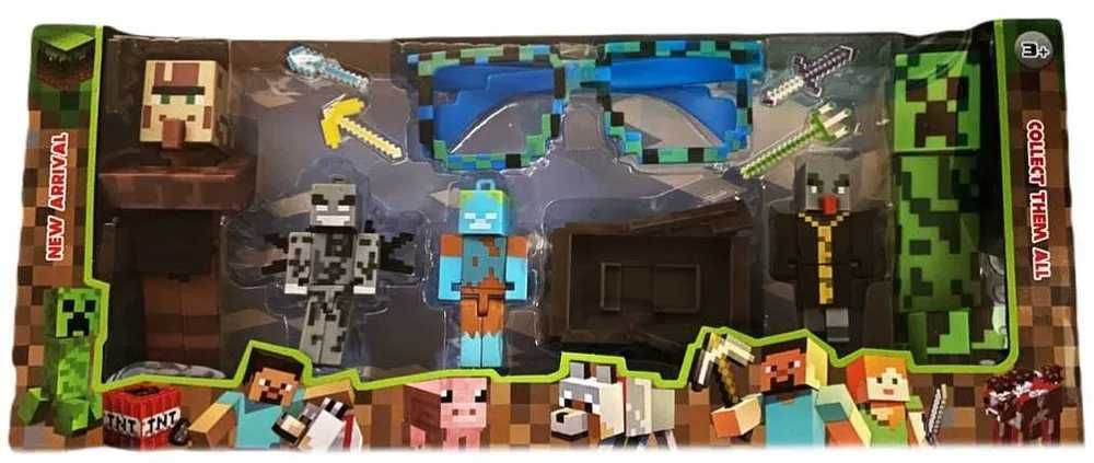 2 x MINECRAFT Figurki Klocki Zabawka Figurka x 5 Steve Zombie Akcesori