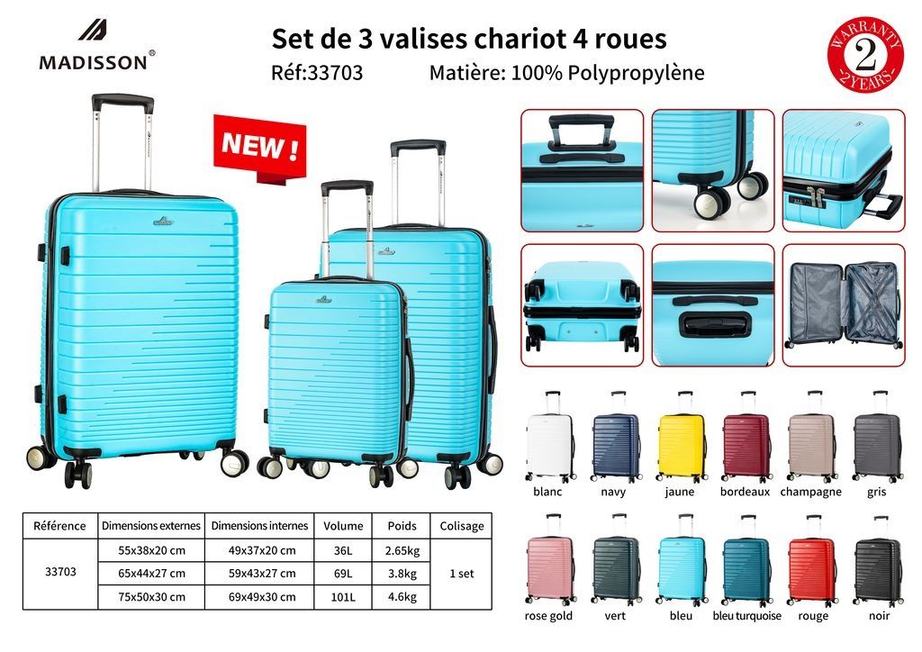 З поліпропилену MADISSON 33703 валізи чемоданы сумки на колесах