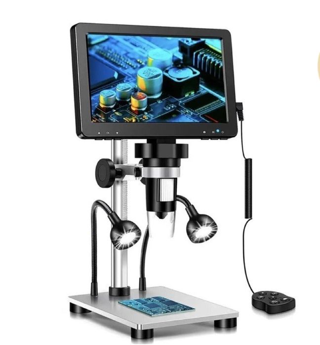 Цифровой микроскоп Rievbcau 50-12000 X на штативе с монитором 7/12 м п