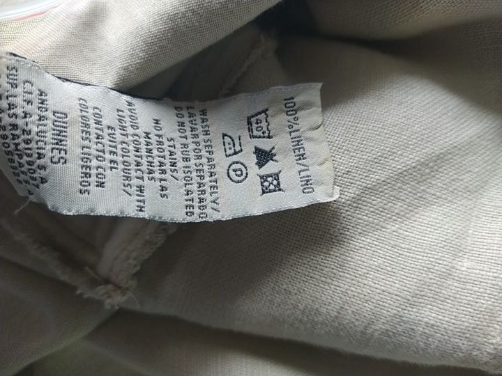 Lniane, luźne, beżowe spodnie Dunnes 50
