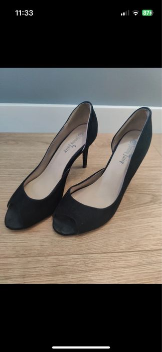 Szpilki open toe Jenny Fairy czarne zamsz 37