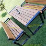 LOFTOWY Zestaw Ogrodowy Loft Metalowe Nogi Solidny Profil Deski BUK
