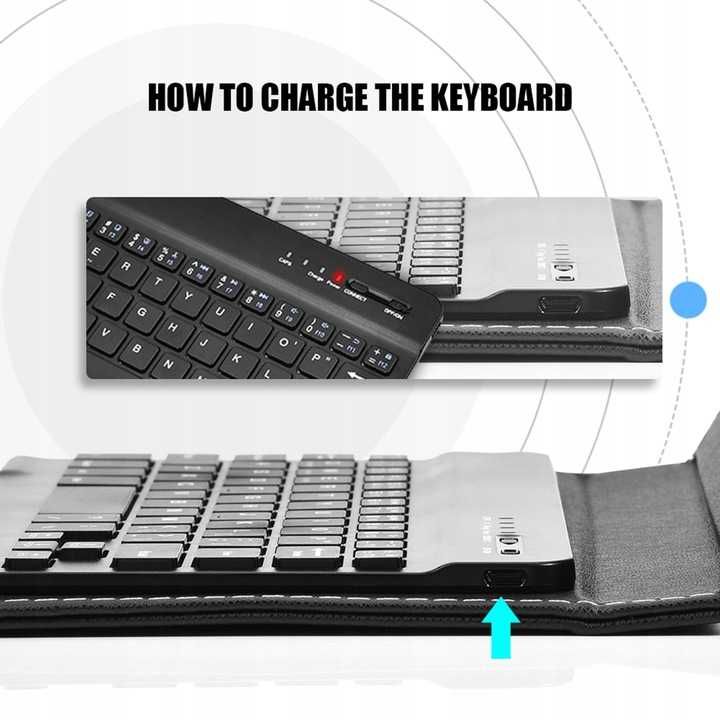 Etui Case z klawiaturą Bluetooth do TELEFONu 6.8''iOS / Android czarne