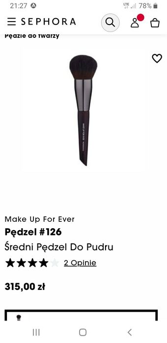 NOWY#126 MAKE UP FOR EVER do pudru bronzera oryginalny pędzel makijaż