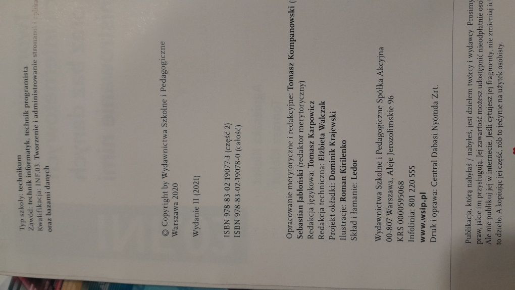 Tworzenie stron i aplikacji internetowych INF.03, czesc 1 i 2