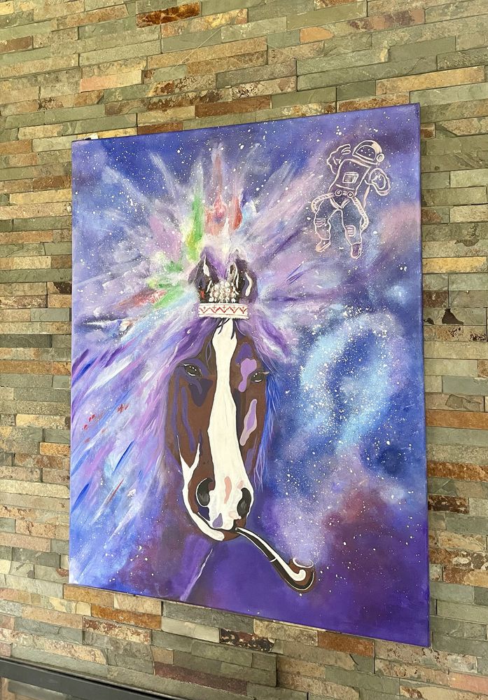 Obraz Koń który pali fajkę - akryl na płótnie  60x80 cm