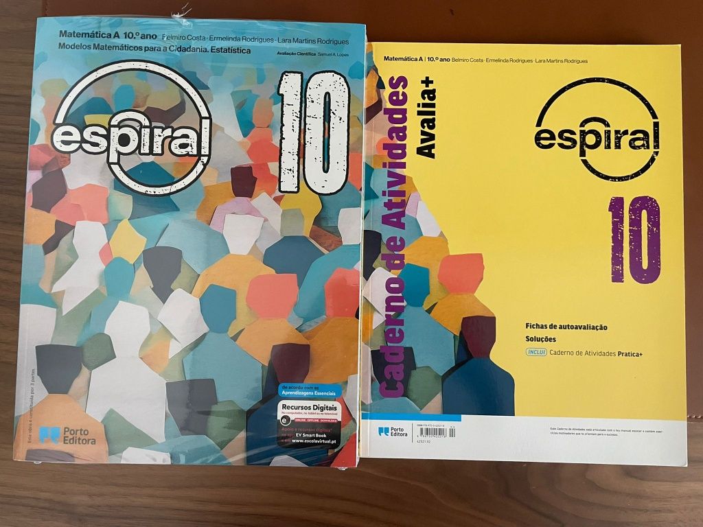 3 Livros de Matemática A - Espiral 10° Ano + Caderno de Atividades