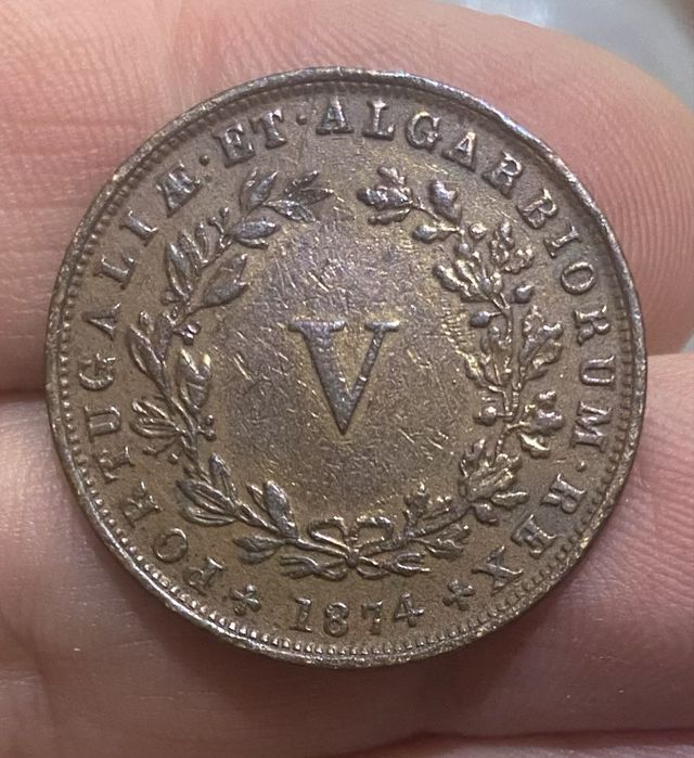 Moeda D LUIS I - V Reis 1874
