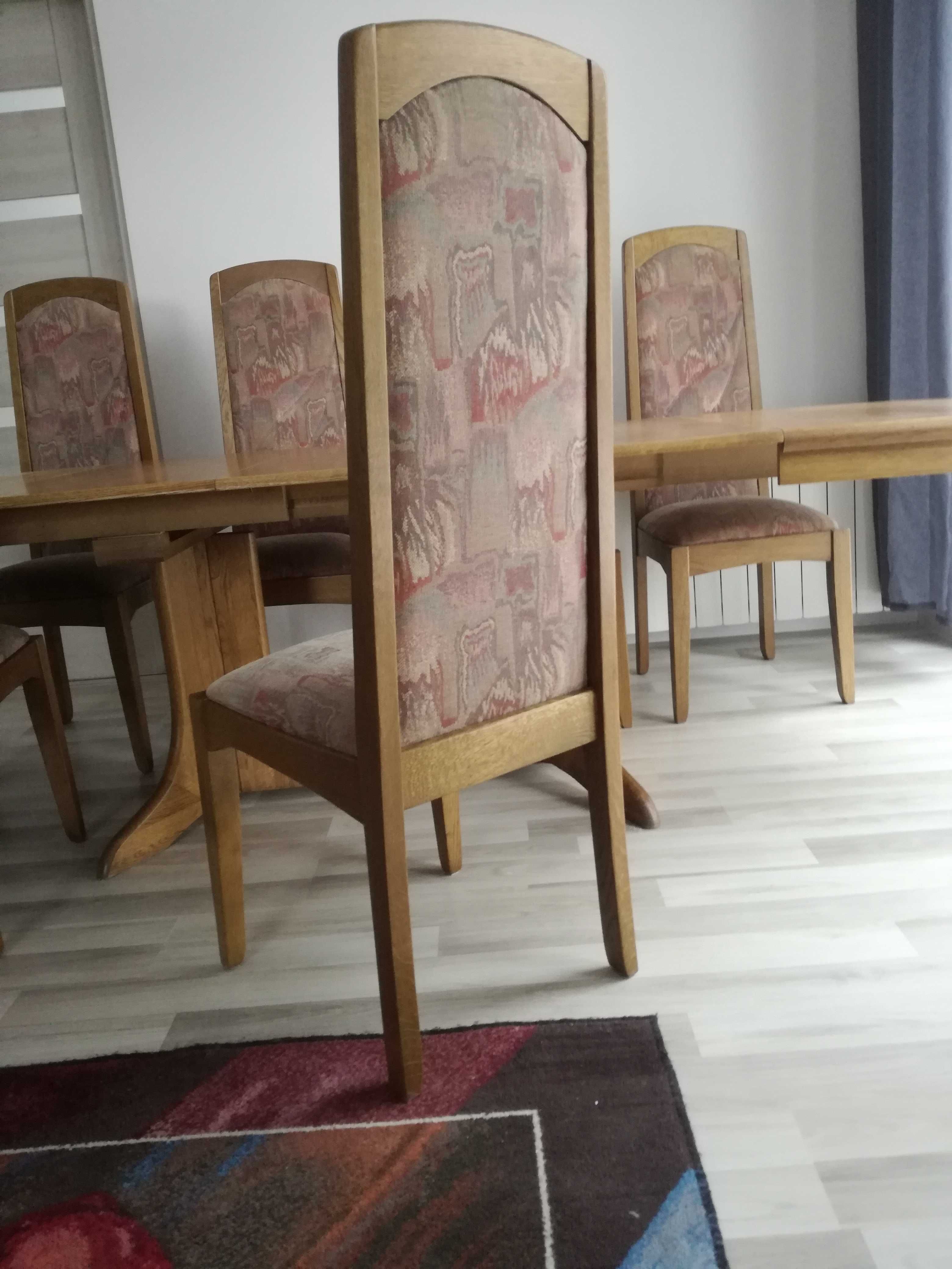 Zestaw dębowy - Stół + 6 krzeseł