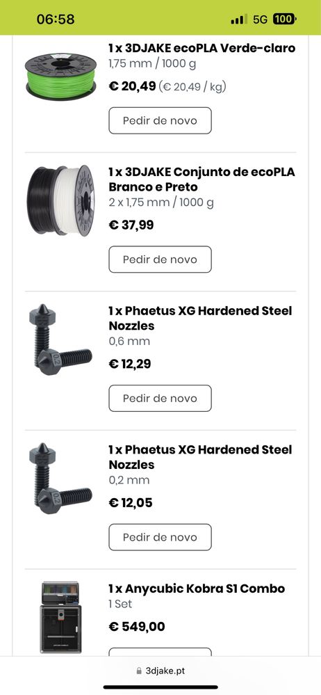 Impressora nova nunca reutilizada com 15 filamentos e dois bicos extra