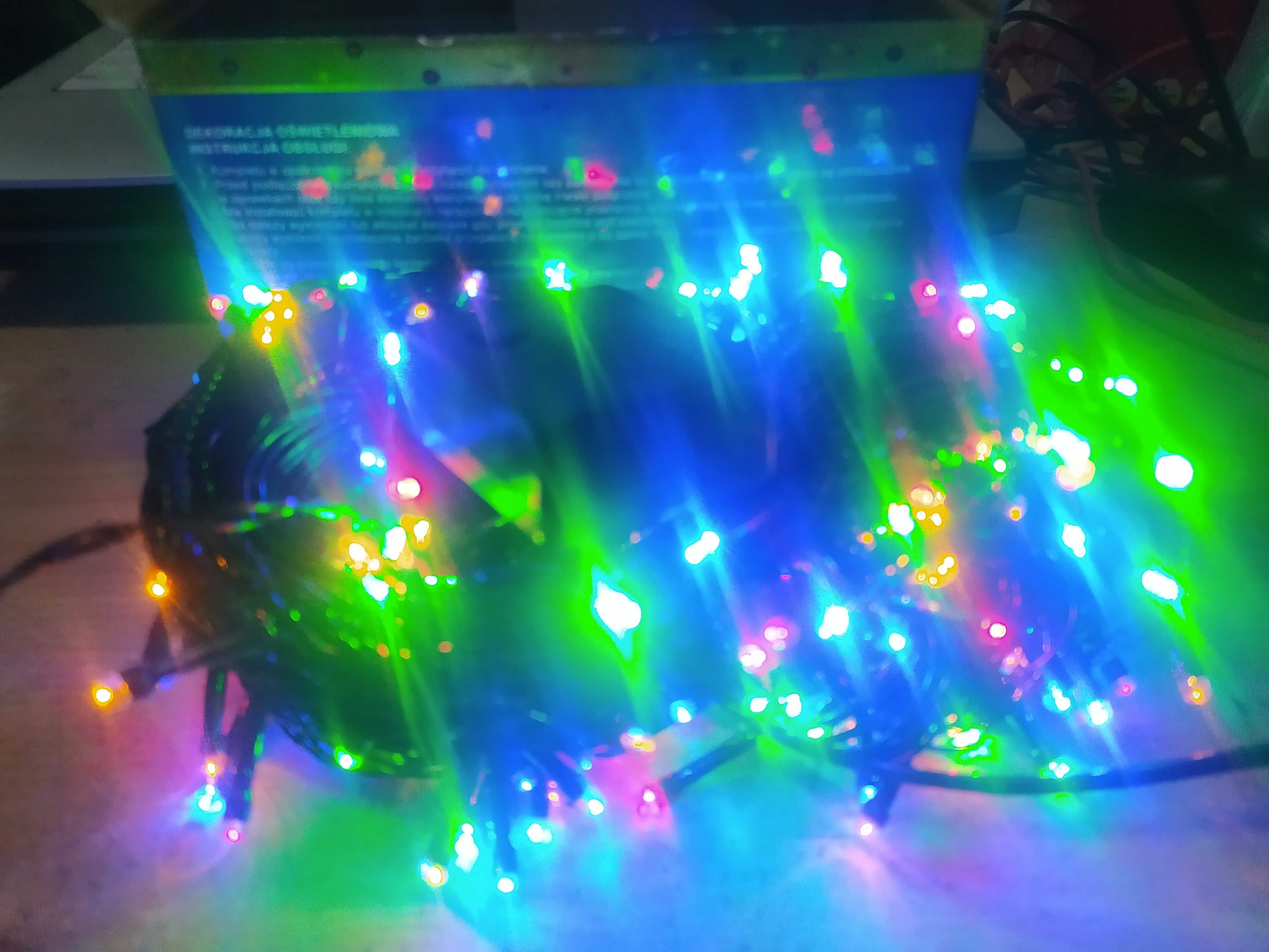 Lampki choinkowe 200 led mulitkolor zielony kabel porządne jakościowo