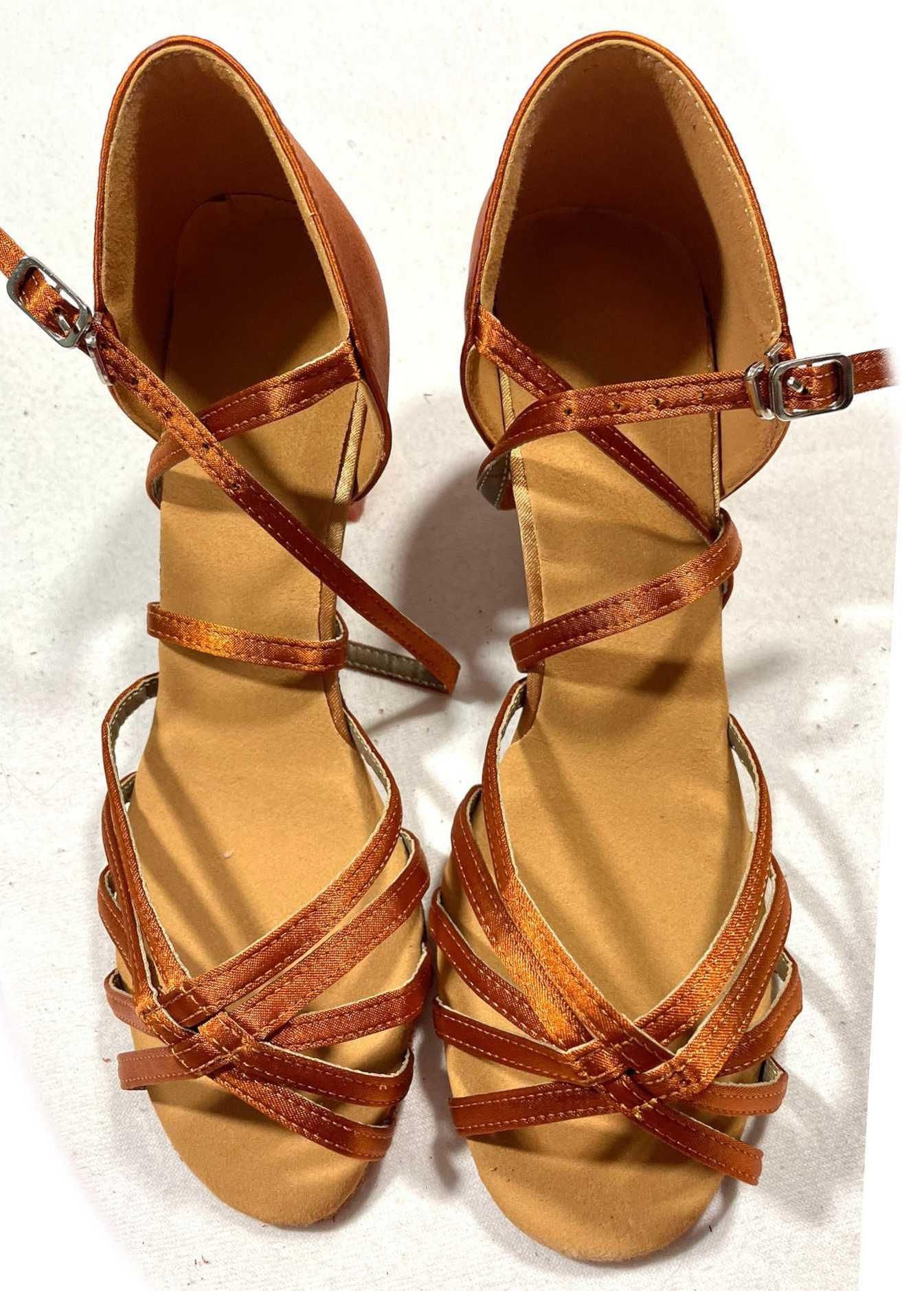 nowe Latino buty do tańca 37 karmel 7 cm plecione