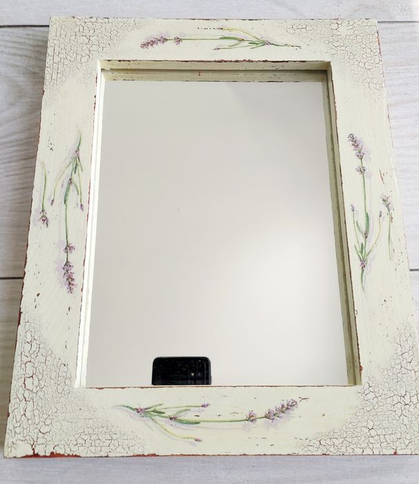 Lustro shabby chic z motywem lawendy