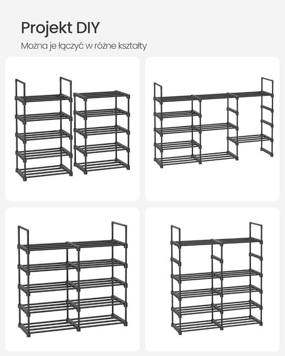 Organizer do przechowywania butów wysoki 10 poziomów czarny nowy