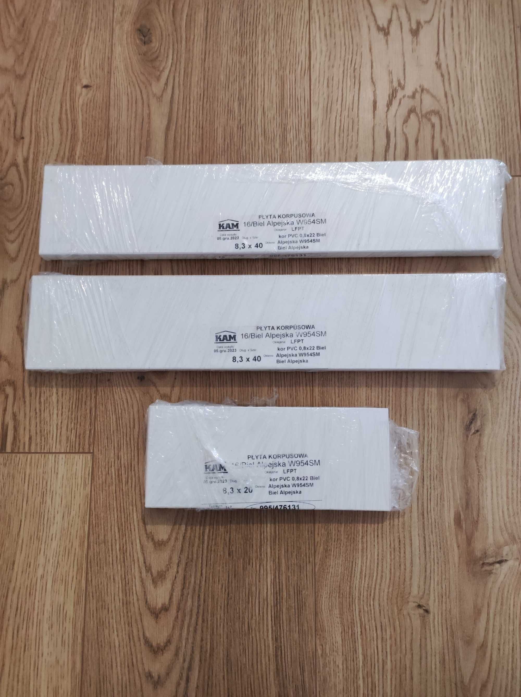 Płyta korpusowa meblowa biel alpejska półka 8,3 x 40 i 8,3 x 20