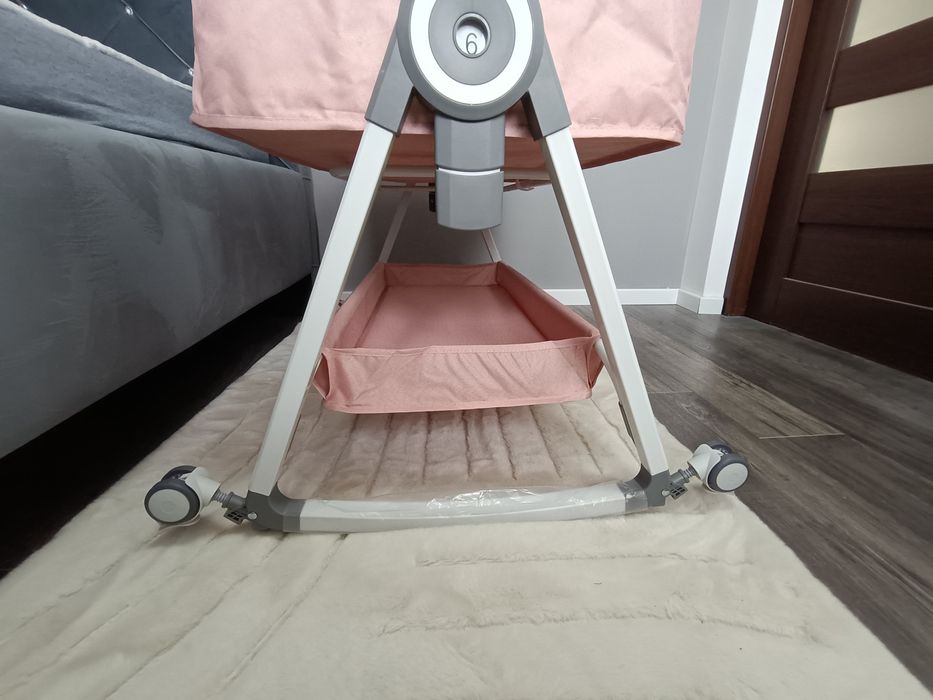 Nowe różowe łóżeczko bujak kołyska turystyczne dostawka na kółkach