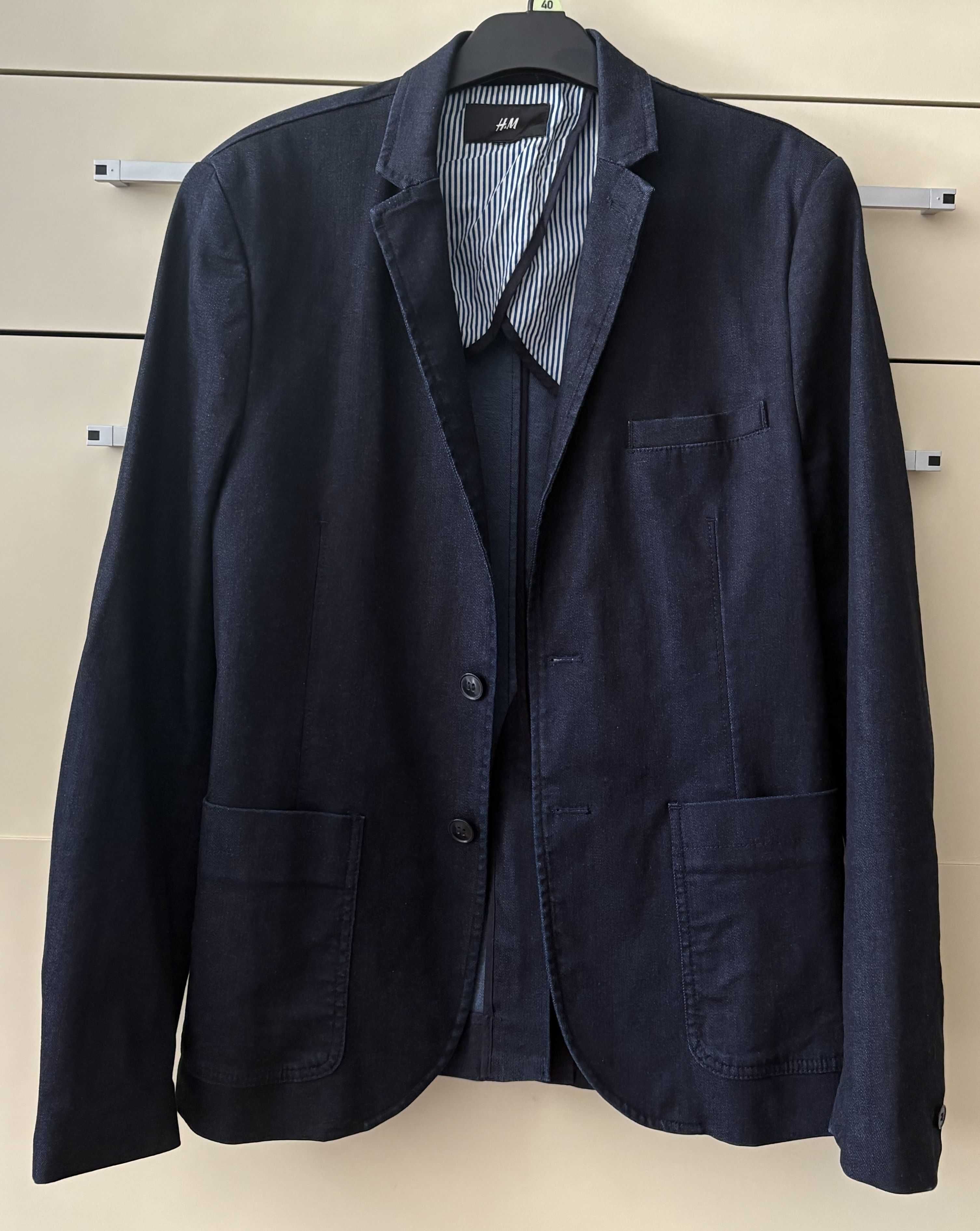 Marynarka juniorska/męska H&M jeansowa ciemnogranatowa, S