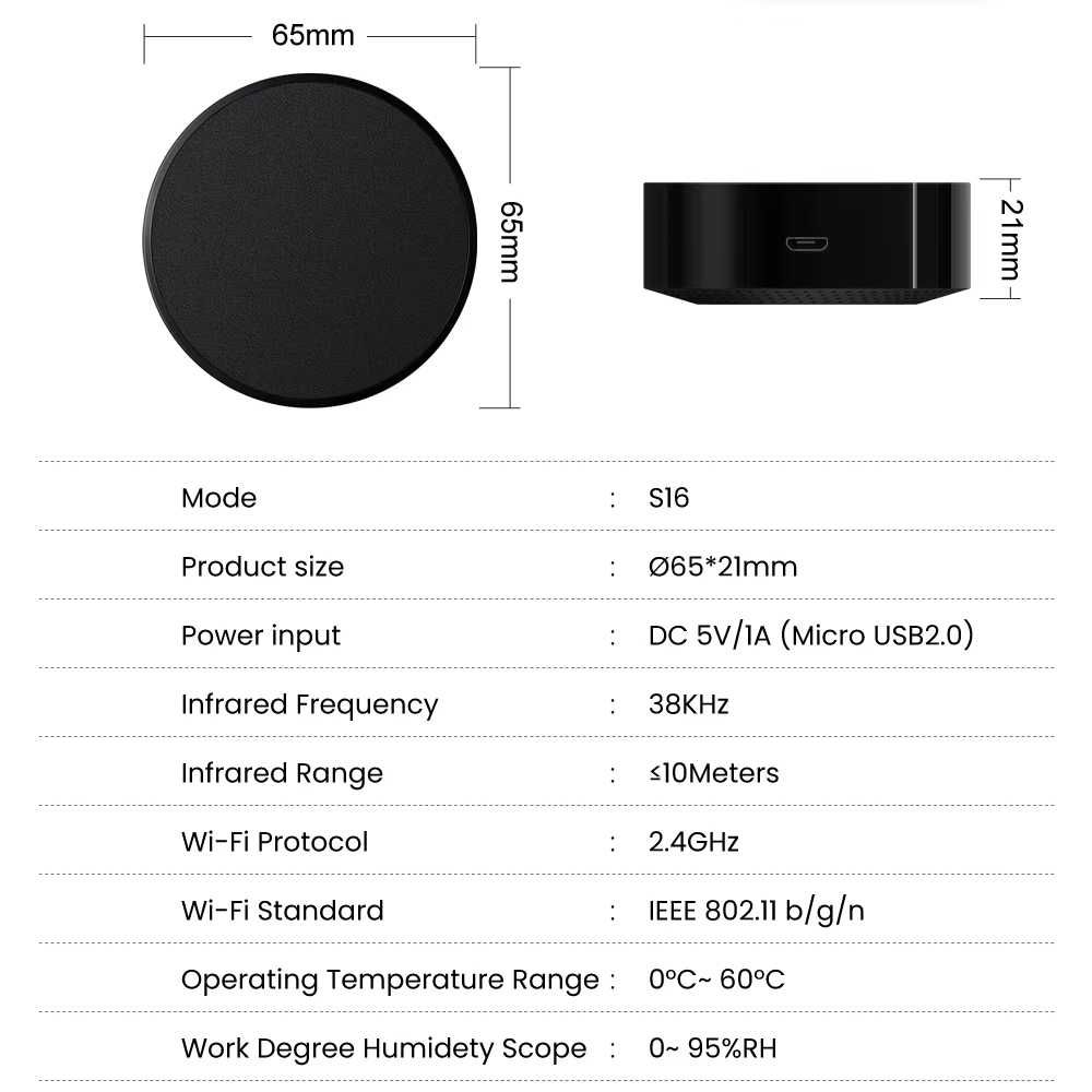 Uniwersalny pilot IR WiFi Avatto S16 TUYA / Smart Life