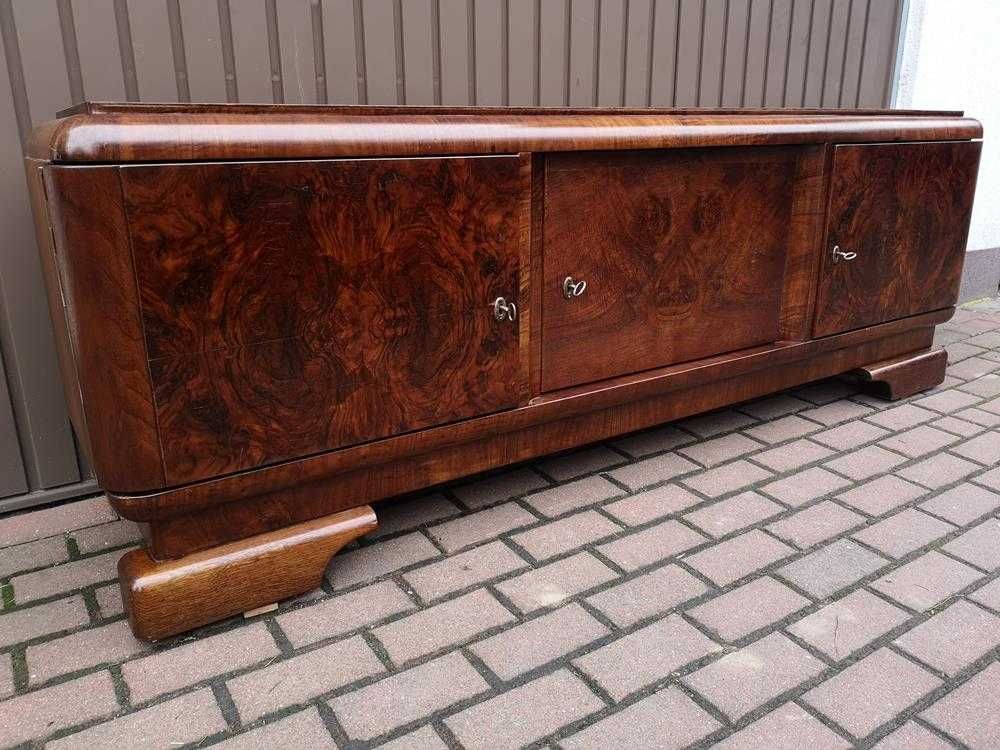 Komoda ART-DECO Solidna 200 Orzech RTV Niska Stara Antyk Po Renowacji.