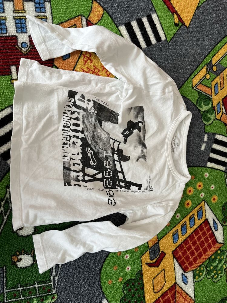 zestaw 2 bluzek na dlugi rekaw boy skate czarno białe tygrys tiger h&m