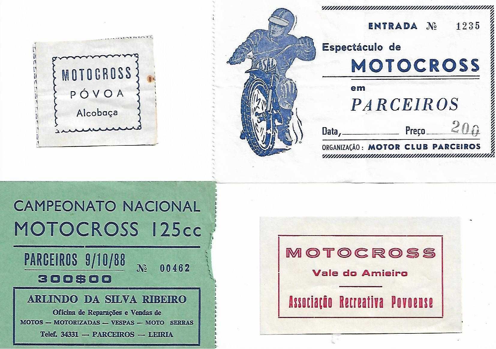 Bilhetes de automobilismo/motocross dos anos 80-Raros